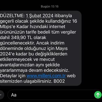 Millenicom 179 TL'lik Paket Seçseniz De Size 600 TL'den Aşağı Bir Fatura Gelmiyor