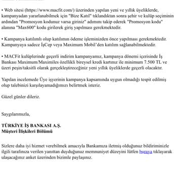 İş Bankası Macfit MaxiPuan Kullandırtmama!