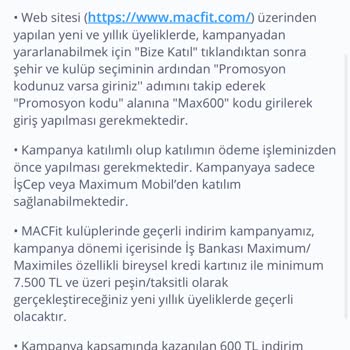 İş Bankası Macfit MaxiPuan Kullandırtmama!