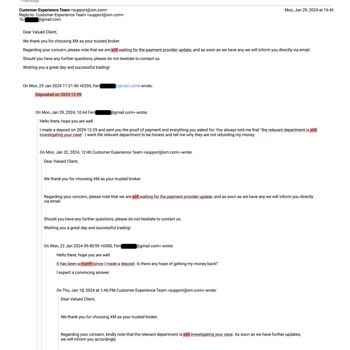 Xm Global Parayı İade Etmiyor, E-postalarım Cevapsız Kalıyor.