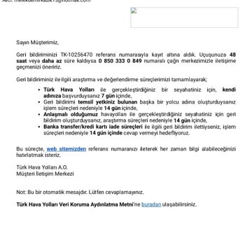 THY Ücret İadesi Yapmıyor