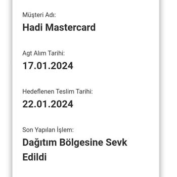 AGT Kurye'nin Geciken Mastercard Teslimatı Ve İletişimsizliği