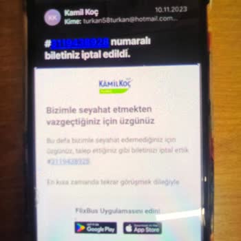 Kamil Koç İptal Ettiğim Biletin Ödemesini Geri Alamadım