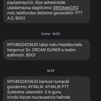 PTT Kargo Teslim Edilmeyen Kargo