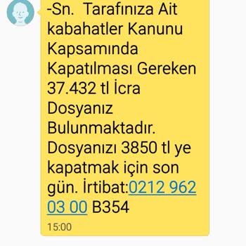 ERESTA (SMS) İcra Tehdidi Ve Mağduriyet İfadesi