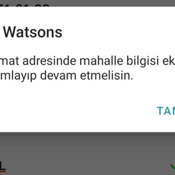 Watsons Online Sipariş Red İşlem Gerçekleşmiyor