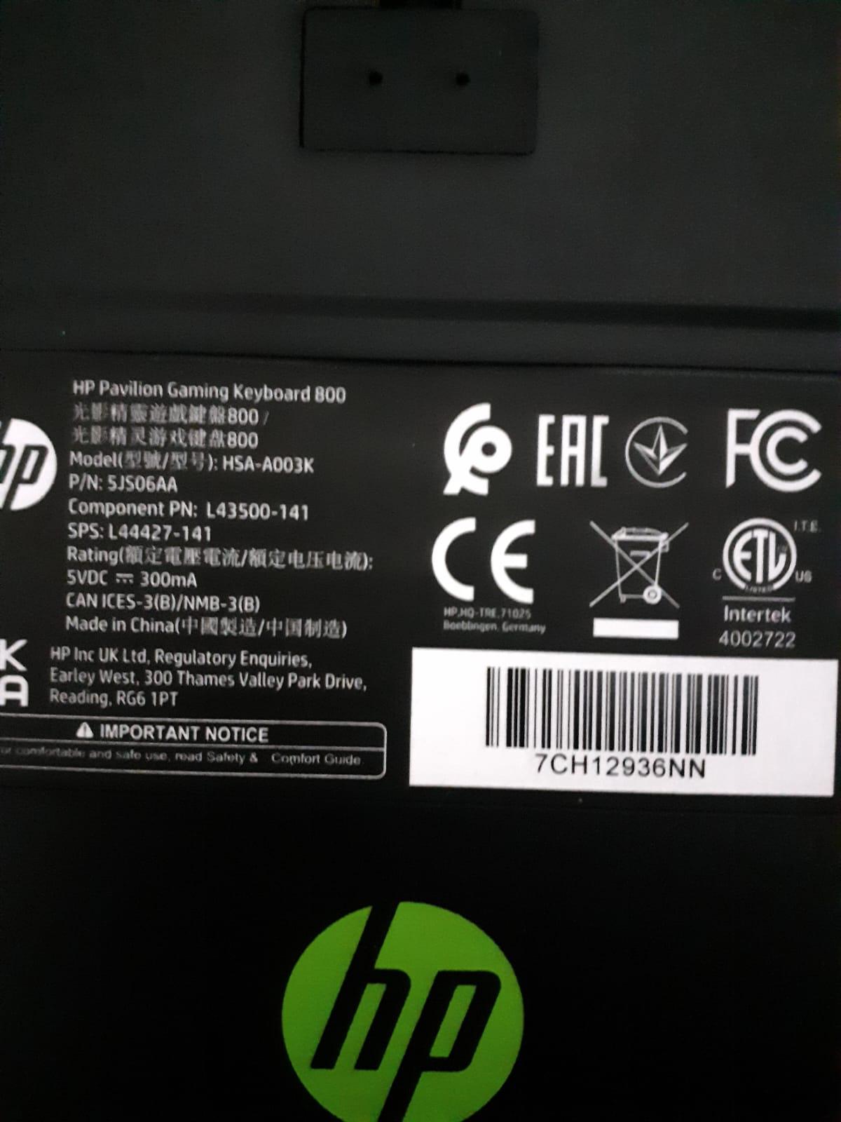 HP Pavilion Gaming Keyboard 800 Exchange Issue - Xolvie