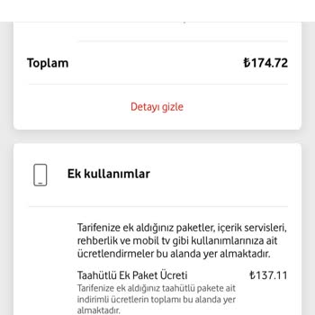 Vodafone Ek Paketin İptal Olmaması. Fazla Fatura Gelmesi