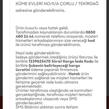 Tofisa Ürün Kalite Sorunu ve İade Ücreti Problemi