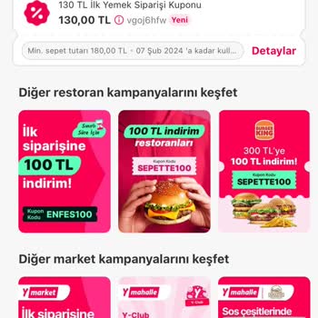 Yemek Sepeti Yeni Kayıt Oldum Kupon Verdi Kullandırmıyor
