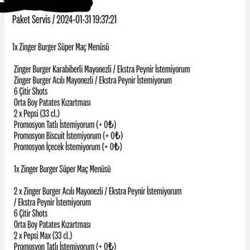 KFC Türkiye Bayat Ve Eksik Sipariş