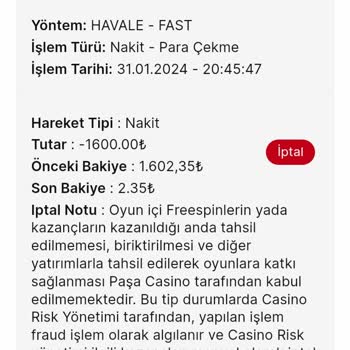 Paşa Casino Kazanç Sildiler 1600 TL