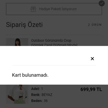 Koton Kart Bulunamadı Hatası