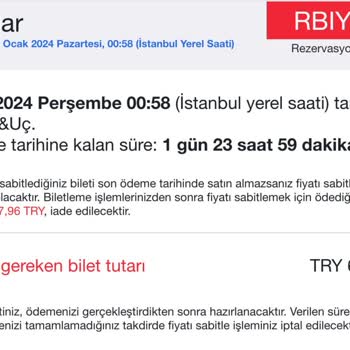 Türk Hava Yolları Fiyatı Sabitle Rezervasyonumu Süre İçinde İptal Etti