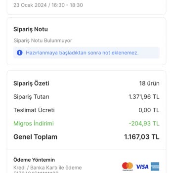 Migros Sanal Marketten Şikayetçiyim