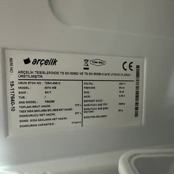 Arçelik 2070 MB Derin Dondurucu Fabrikasyon Hata