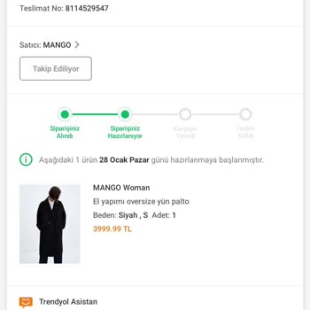 Mango Ürün Kargoya Verilmiyor