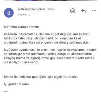 Dyson Cihazın Servisten Çizik Gelmesi