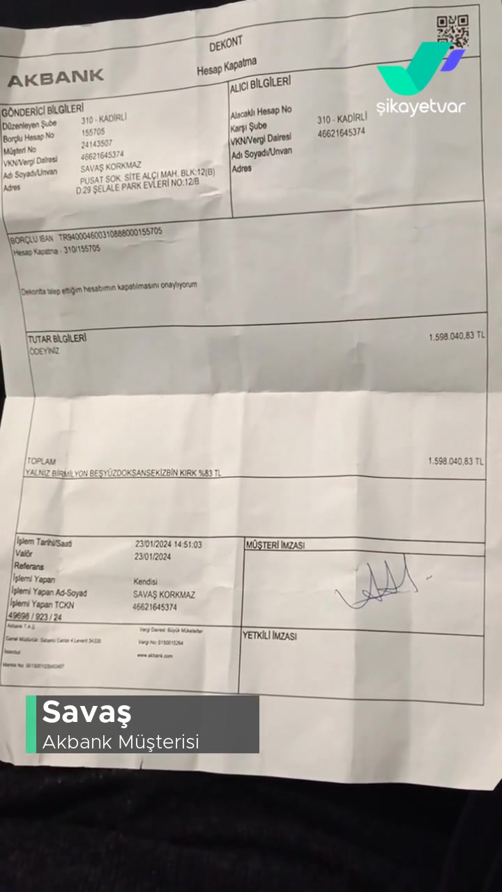 Akbank Kadirli Şube Parayı Eksik Verdi! videonun kapak resmi