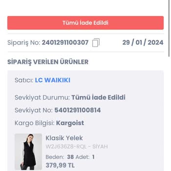 LCW Ürünün Teslimini Değil İptalini Gerçekleştiriyor