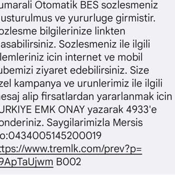 Türkiye Hayat Emeklilik Türkiye EMK BES Şikayet