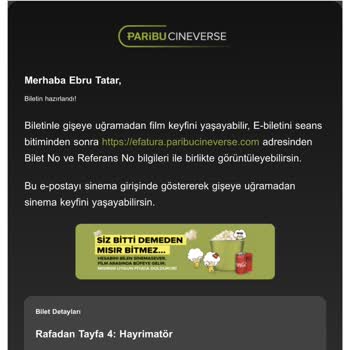 Paribu Cineverse Şikayetçiyim Bilet Param İade Edilmedi.