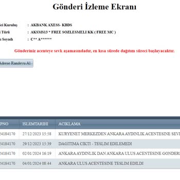 Kuryenet Ankara Ulus Acentesi Kargo Teslimini Yapmıyor