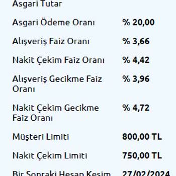 Yapı Kredi Bankası 800 TL Limitli Karta 586 TL Kart Aidatı Alan Banka