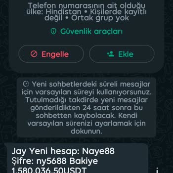 Usdtzer.com WhatsApp Üzerinden Gelen Mesaj