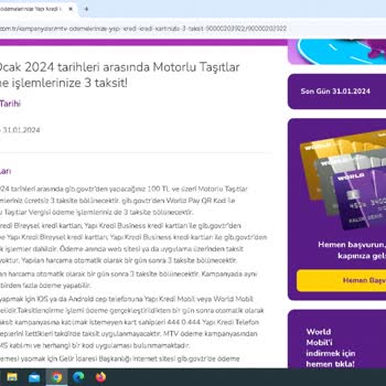 Yapı Kredi World MTV 3 Taksit Yalanı