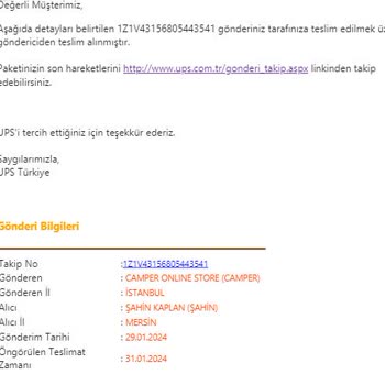 UPS Mersin Şube -Camper