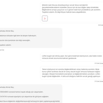 Kurumsal Fatura Reddi Talebi Yanıtsızlığı Hepsiburada