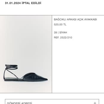 Zara İptal Edilen Ürünün Parasını Yatırmadı