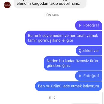 Nakkaş Takı Kullanılmış Ürün Gönderdi