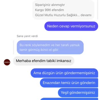 Nakkaş Takı Kullanılmış Ürün Gönderdi
