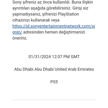 PlayStation Türkiye PSN Adresim Çalındı