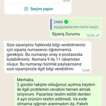 Zara Mağazasından Online Yapmış Olduğum Ürünlerin Teslimatı Hk.