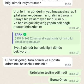 Zara Mağazasından Online Yapmış Olduğum Ürünlerin Teslimatı Hk.