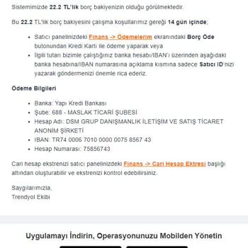 Trendyol Satıcı Paneli Şikayeti