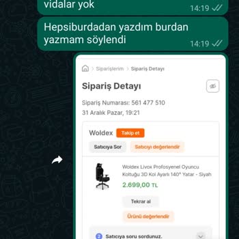 Woldex Oyuncu Sandalyesi Sorunu