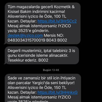 iyzico SMS Gelmesin