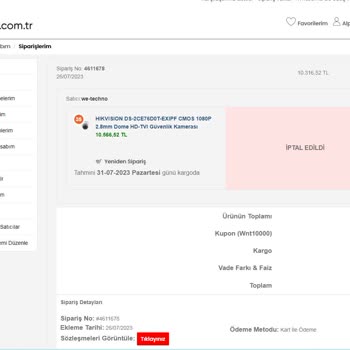 Wnt.com.tr Siparişi İptal Ederek Ürüne %50 Zam Yaptı