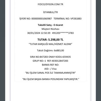 Dyson Siparişe Dönmüyor. Parayı Çekmelerine Rağmen Cevap Alamıyorum
