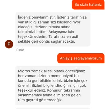 Migros Yemek Siparişimin Ulaşmadığı Halde Teslim Edildi Denmesi.