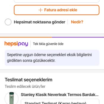 Hepsiburada Sepetine Uygun Ödeme Seçenekleri Eksik Bilgilerini