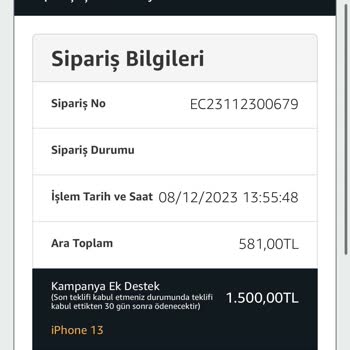 Amazon EasyCep Takas Kampanyası Ödenmiyor