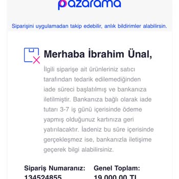 Pazarama Gereksiz Sipariş İptali