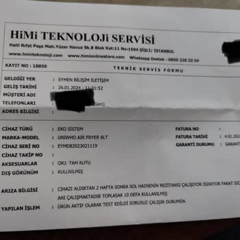 Himi Teknoloji Servisinin İşini Düzgün Yapmaması