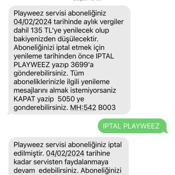 Playweez İstenmeyen Abonelik Sorunu