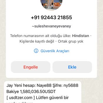 Usdtzer.com Jay Yeni Hesap: Naye88 Şifre: Ny5688 Bakiye 1,580,036.50USDT...
